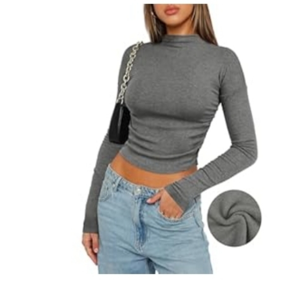 Gray Long Sleeve Women's Top